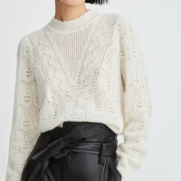Veronica Beard Sweaters - Veronica Beard Makani Pointelle Knit Pullover Sweater Medium Ivory